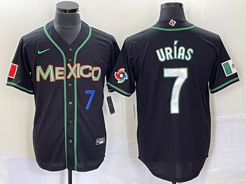 Men 2023 World Cub Mexico 7 Urias Black white Nike MLB Jersey25